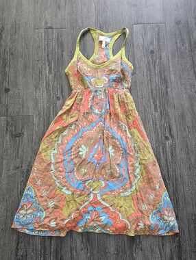 Anthropologie Moulinette Soeurs Paisly Print Boho Silk Dress